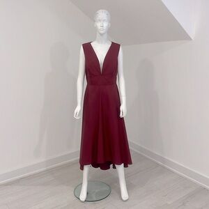 NWT SAMPLE SALE Lela Rose LR242 size 16 Burgundy Mikado PRISTINE